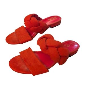 Circus Sam Edelman Red Braid Strap Low Heel Slip On Chic Women's Sandals Size 7